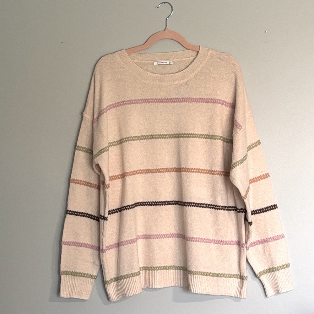 Staccato Beige Sweater with Multicolor Stripes